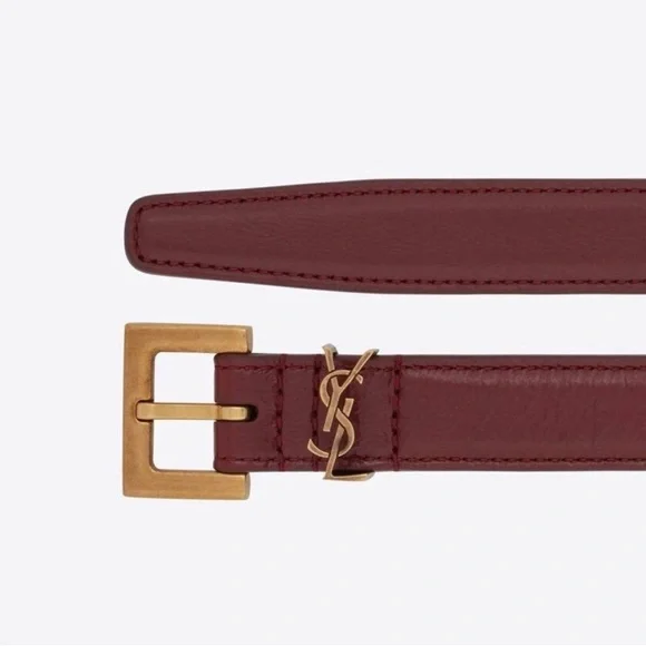 Saint Laurent Cassandre Thin Belt With Square Buckle In Shiny Leather SAINT LAURENT Cassandre Thin Belt with Square Buckle  main image 4